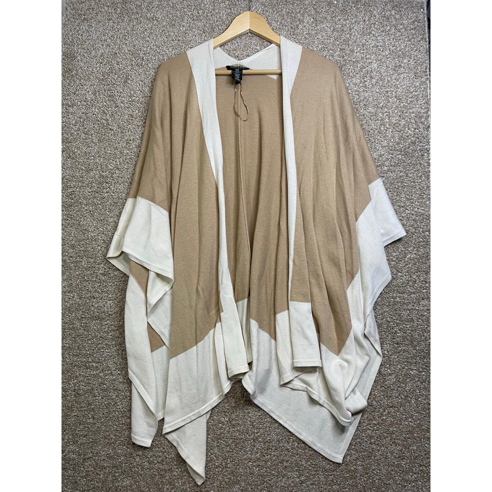 Lauren Ralph Lauren Wool Blend Open Front Poncho Wrap Shawl Cover Up S/M